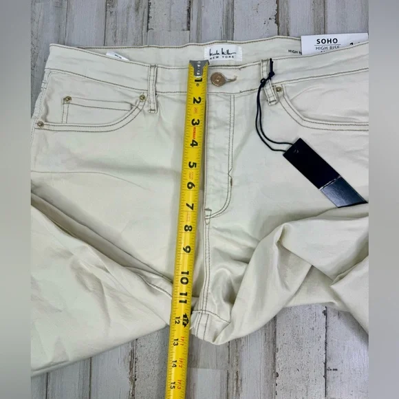 Nicole Miller New York Denim Jeans Womens 14 Cream High Rise Ankle Slim Raw Soho - Picture 7 of 11